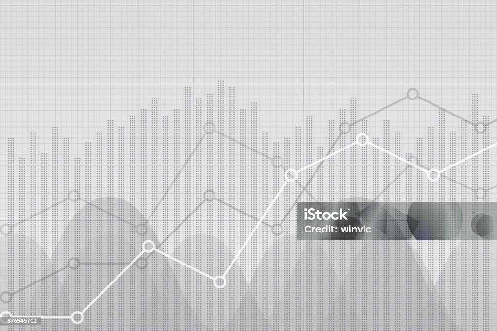 財務データのグラフ、ベクトル図です。トレンド ライン、列、市場、経済情報の背景です。経済の成長企業コンセプト。 - 模様のロイヤリティフリーベクトルアート
