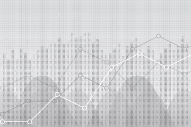 wykres wykresu danych finansowych, ilustracja wektorowa. linie trendu, kolumny, tło informacji o gospodarce rynkowej. koncepcja ekonomiczna firmy wzrostu. - graph growth chart finance stock illustrations