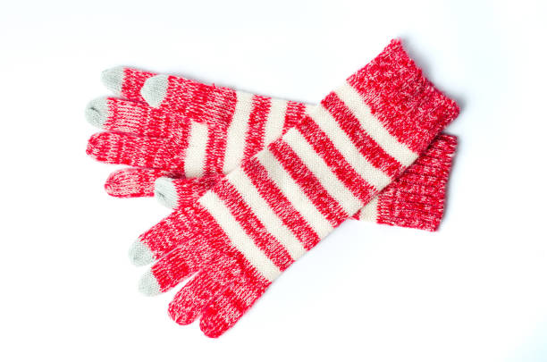 istock Woven red touchscreen winter gloves isolated 876545904