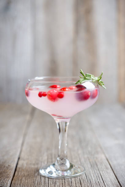 Tasty christmas cocktail with cranberry and foxberry Tasty christmas cocktail with cranberry and foxberry. Shallow depth of field. Selective focus. Gin stock pictures, royalty-free photos & images