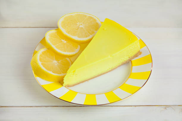 delicious cheesecake with lemon  on  plate