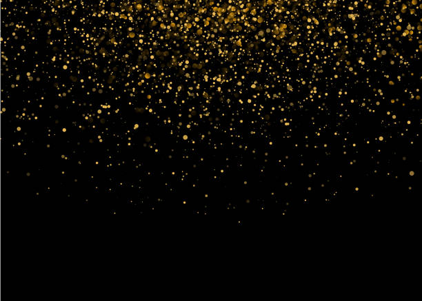 illustrations, cliparts, dessins animés et icônes de lumière brillante étoile rafale avec luxe or scintille. effet de lumière dorée magique. illustration vectorielle sur fond noir - confetti gold black star shape