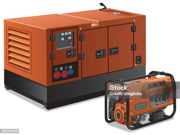Illustration Of Power Generators Stock Illustration - Download Image Now - Generator, Electricity, Gas