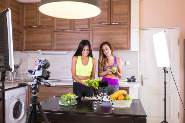 istock Female vloggers making video for healthy eating 876557716