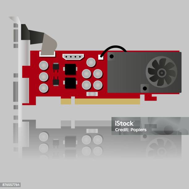 Refglection Computer Graphics Output Personal Computer Graphic Card With Reflection Stock Illustration ...
