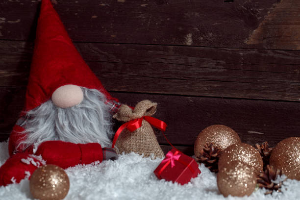 istock Merry Christmas and Happy Holidays with Xmas dwarf background 876564190