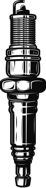 Spark plug illustration isolated on white background. Design element for label, emblem, sign. Vector illustration Spark plug illustration isolated on white background. Design element for label, emblem, sign. Vector illustration used motorcycle parts stock illustrations