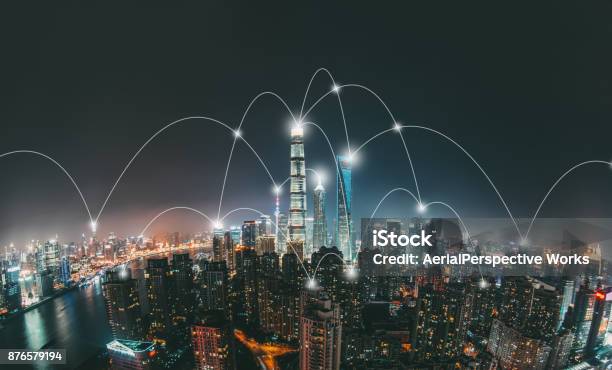 Shanghai City Network Technology Stock Photo - Download Image Now - Connection, Internet of Things, China - East Asia