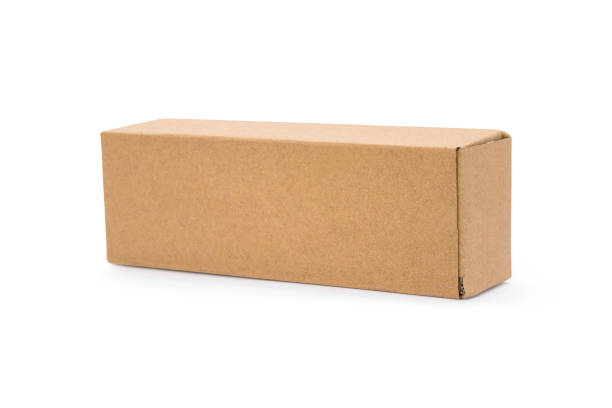 istock Cardboard box isolated on white background. Template of long box for your design. Clipping paths object. 876580648