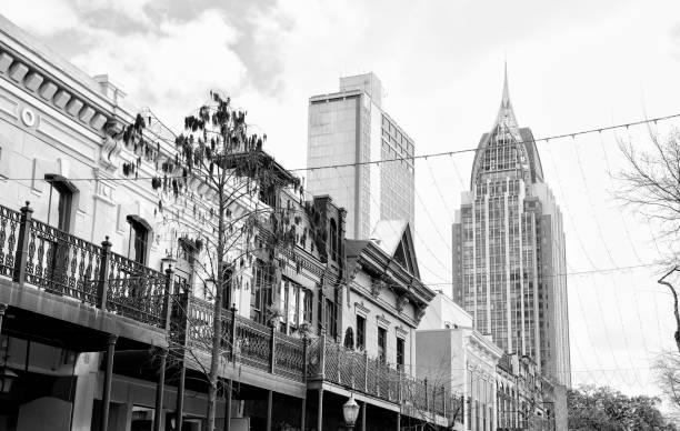 istock Historic district in Mobile, Alabama. Black and White. 876587268
