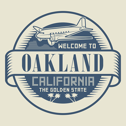 Stamp or tag with text Welcome to Oakland, California, vector illustration