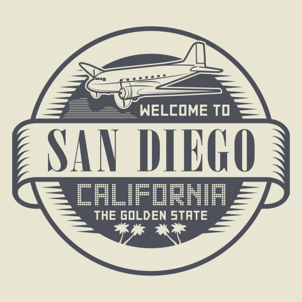 znaczek z tekstem witamy w san diego, kalifornia - label travel san diego california california stock illustrations