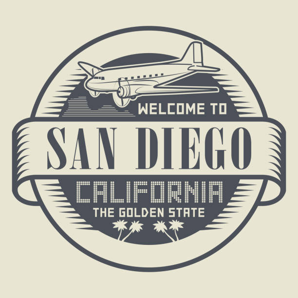 ilustrações de stock, clip art, desenhos animados e ícones de stamp with text welcome to san diego, california - label travel san diego california california