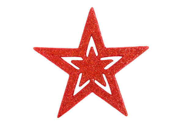 istock Christmas hanging decoration red star on white background with clipping path 876598098