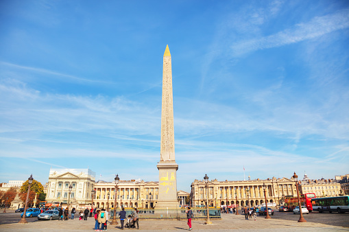 Place de la Concorde on November 1, 2016 in Paris, France. It's one of the major public squares in Paris and the largest square in the French capital.