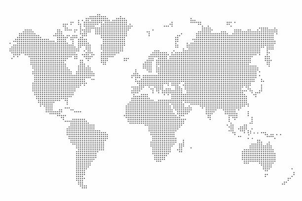 세계 지도 점입니다. 추상 세계 지도 배경 - india map cartography continent stock illustrations