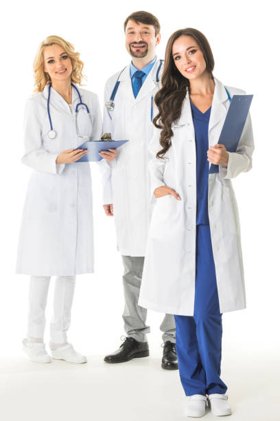 Portrait of doctors on white