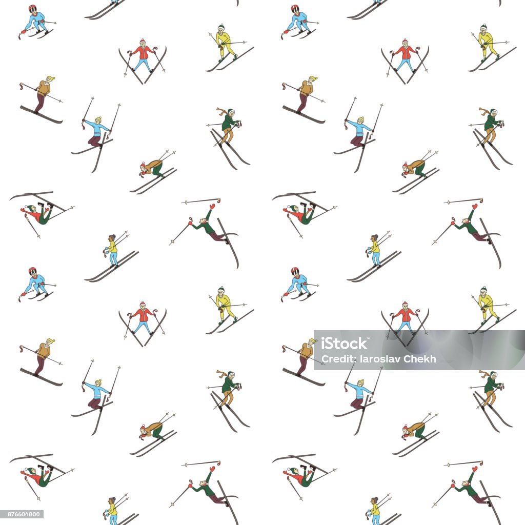 Winter Skiing Pattern Stock Illustration Download Image Now Pattern
