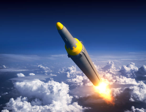 istock North Korean Ballistic Rocket In The Blue Sky 876612144