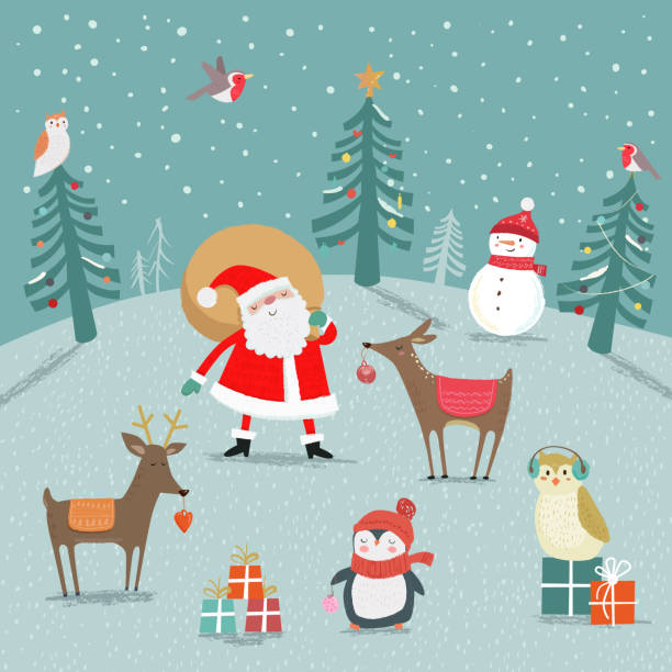 Christmas Forest vector art illustration