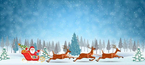 istock Illustration of Santa and Reindeer on the snow 876628952