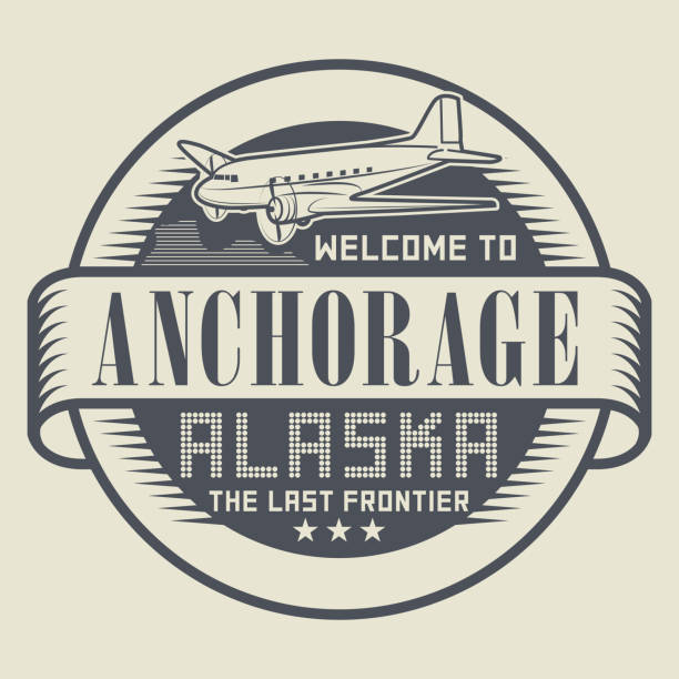 Stamp or tag with text Welcome to Anchorage, Alaska, vector illustration