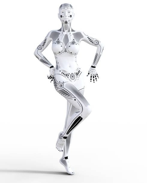istock Robot woman. White metal droid. Artificial Intelligence. 876629434