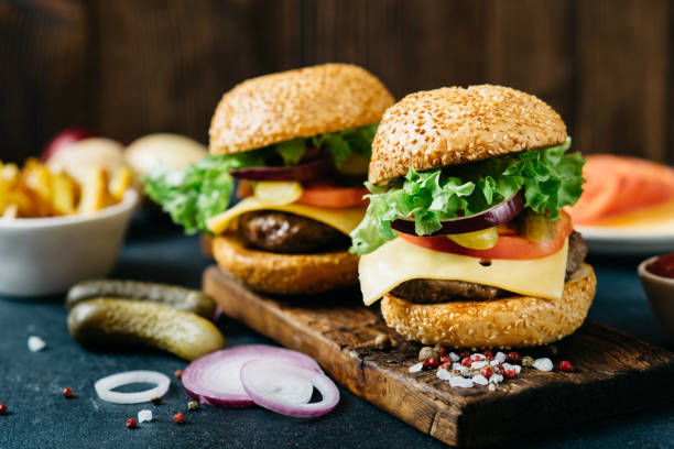 istock Delicious fresh homemade burgers 876638228