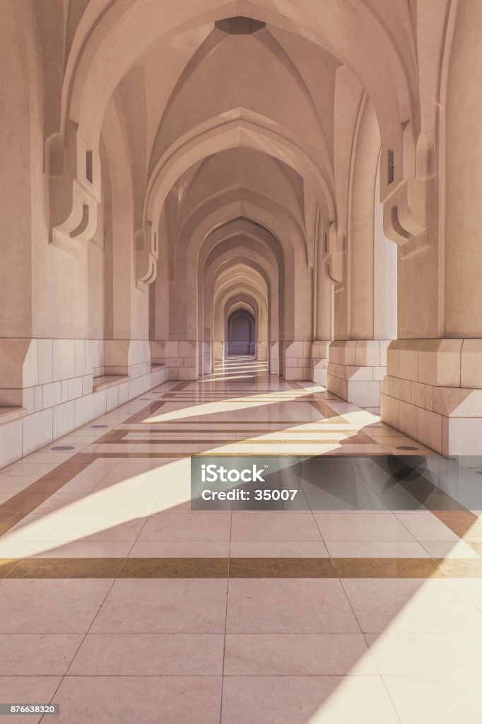 grand mosque archway in muscat, oman beautiful archway at the grand mosque in muscat, oman. Arabia Stock Photo