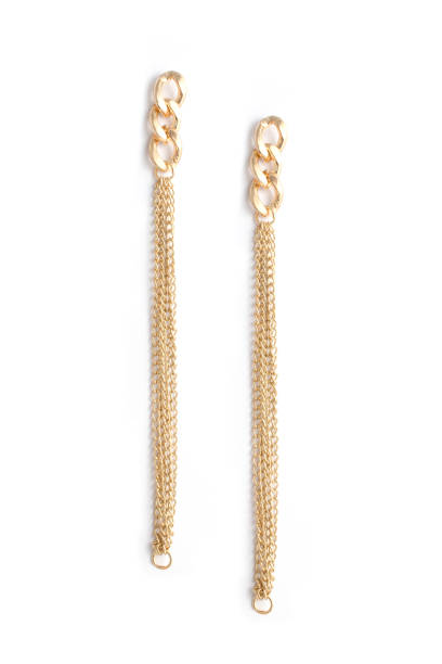 istock gold chain earrings isolated on white 876652378