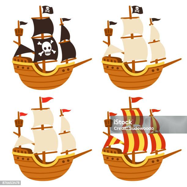 Cartoon Ships Set Stock Illustration - Download Image Now - Tall Ship, Ship,  Pirate - Criminal - iStock