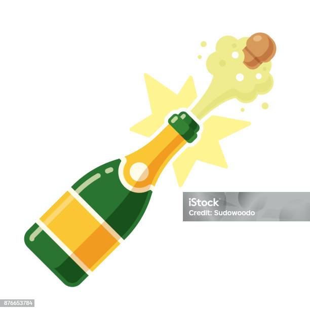 Champagne Bottle Opening Stock Illustration - Download Image Now - Champagne, Bottle, Icon Symbol