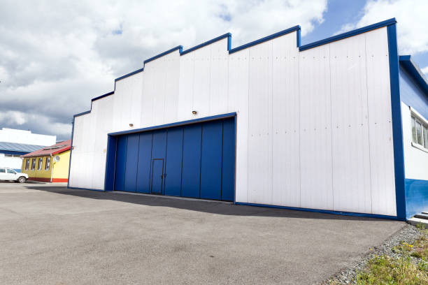 istock Airplane hangar. Hangar for helicopter 876656100