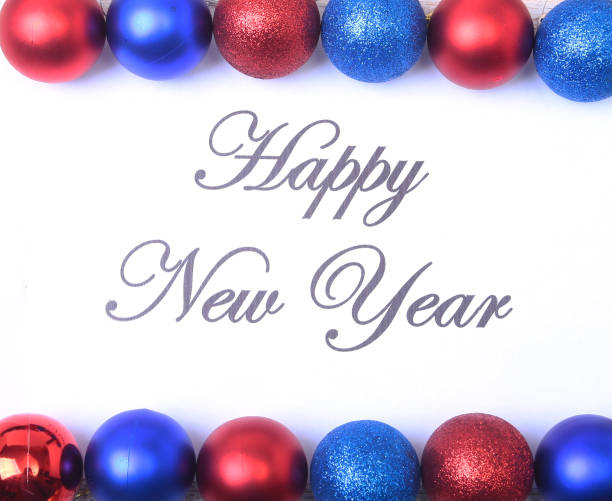 istock Text happy new year on paper with many balls 876659938
