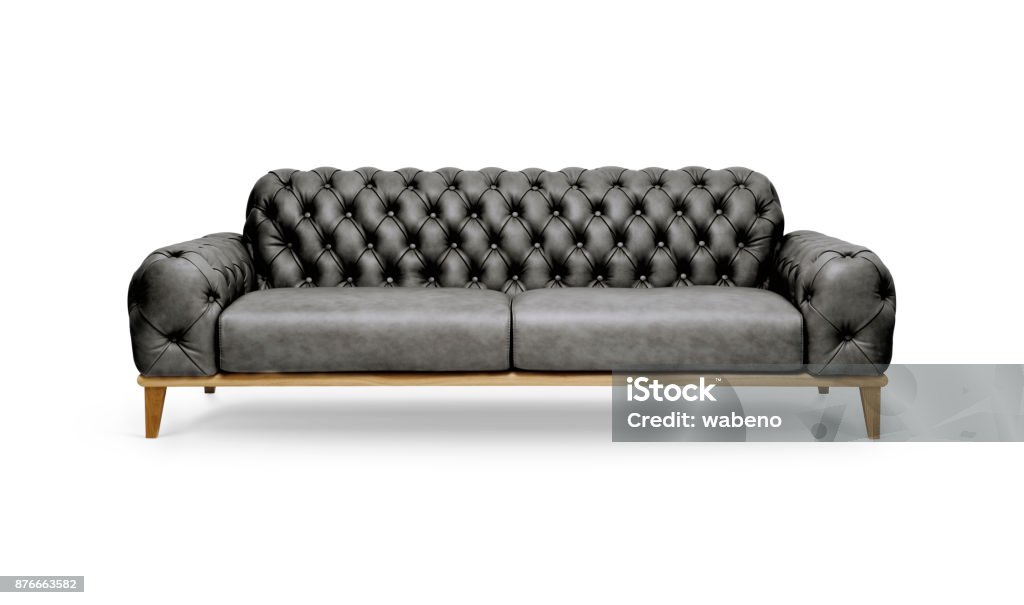 Black leather Luxurious sofa Black leather Luxurious sofa on white background, included clipping path Sofa Stock Photo