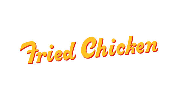 Fried Chicken vector inscription Fried Chicken vector inscription. Market store signboard. Handmade lettering fried chicken stock illustrations