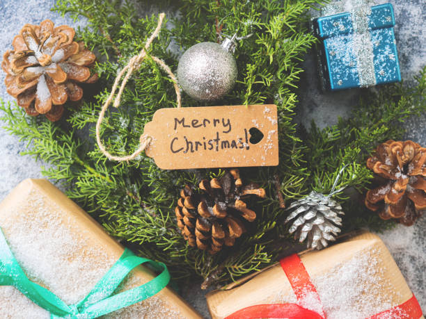 istock Christmas new year tree concept flat lay 876667850