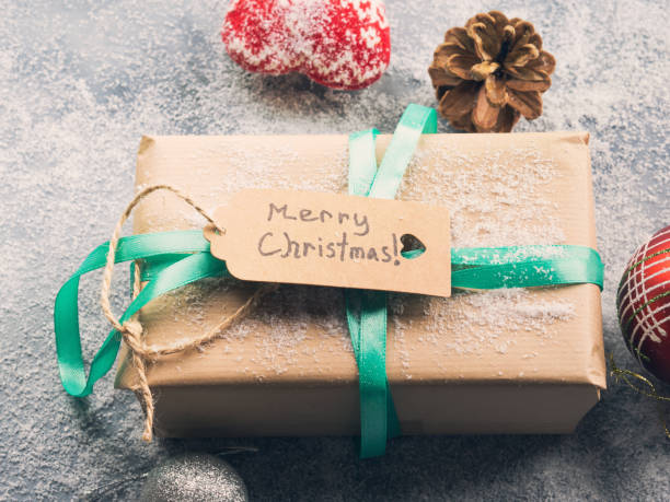 istock Wishing merry christmas background with gift 876668190