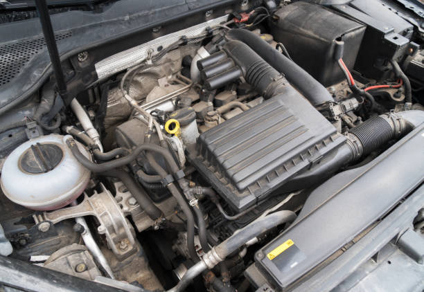istock Car engine under the hood. 876672160