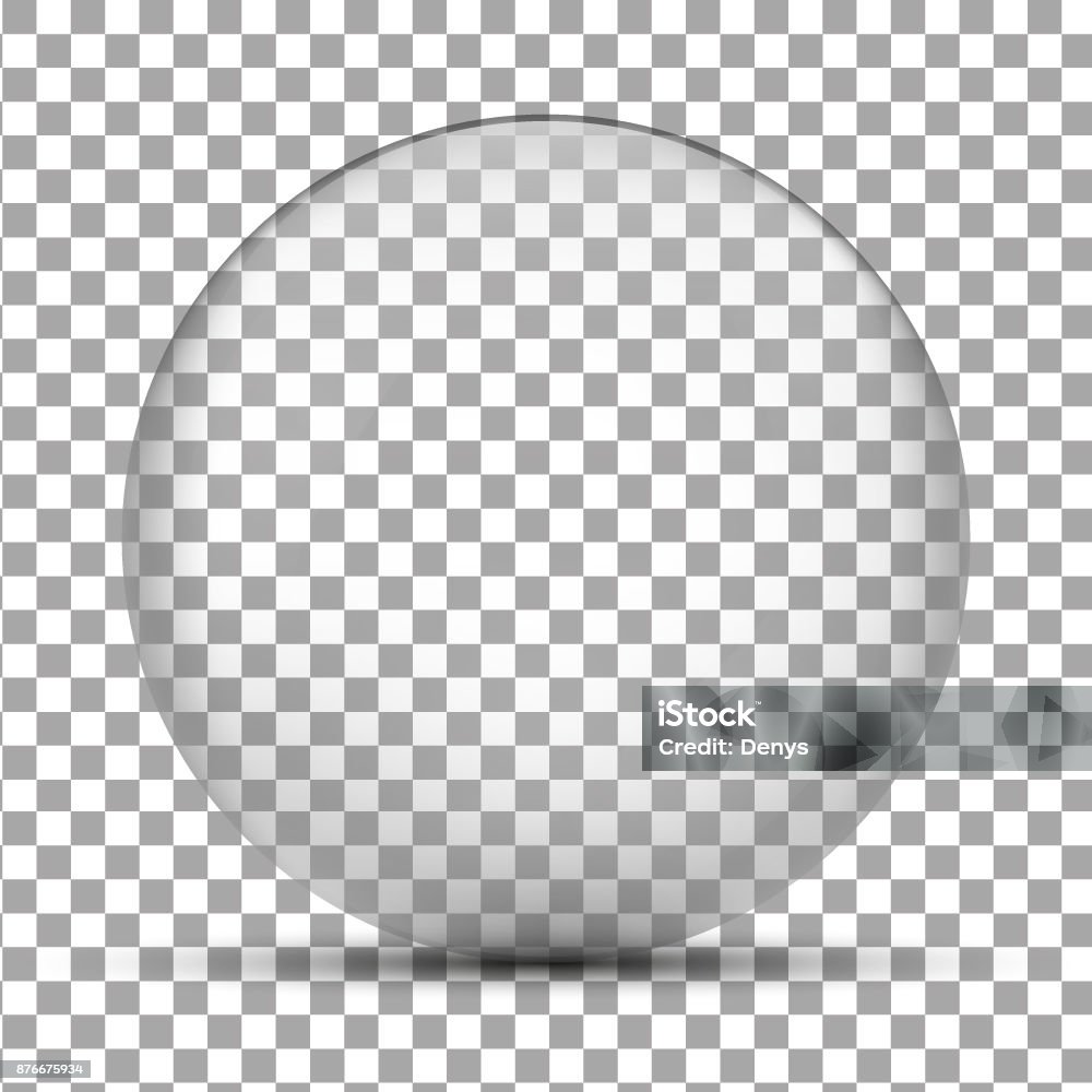 Glass Sphere Vector Transparent Realistic Vector Glass Sphere Isolated On Plaid Background ...