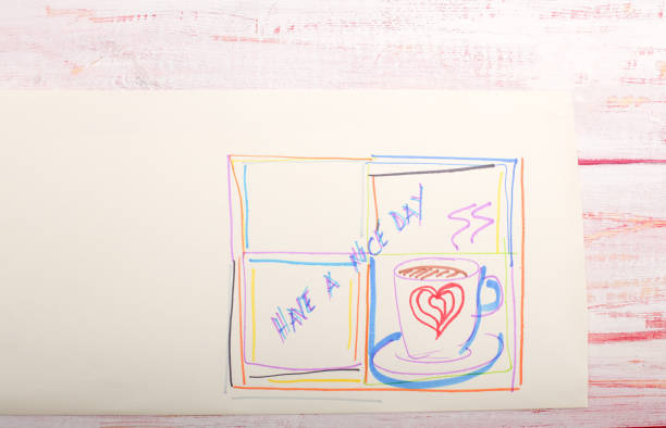 Have a nice day word poster on paper  on wooden table with copy space