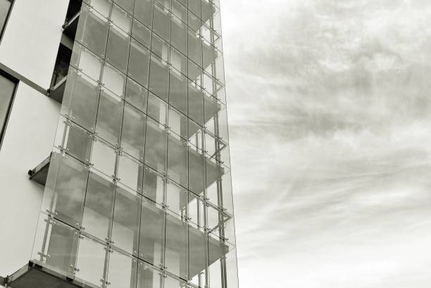 istock Modern apartment building.  Black and white. 876682846