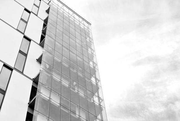 istock Modern apartment building.  Black and white. 876685486