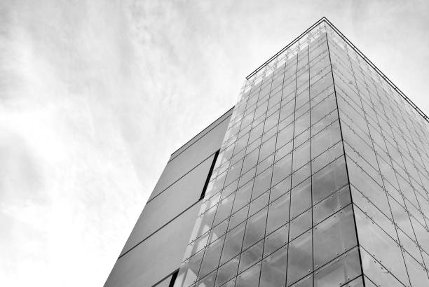 istock Modern apartment building.  Black and white. 876685996