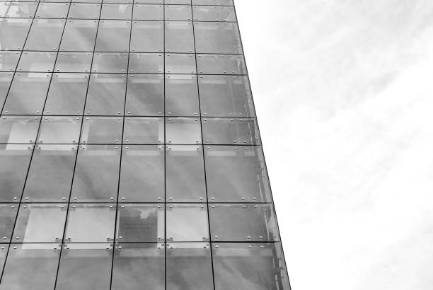 istock Modern apartment building.  Black and white. 876686062