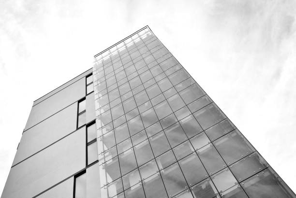 istock Modern apartment building.  Black and white. 876686302