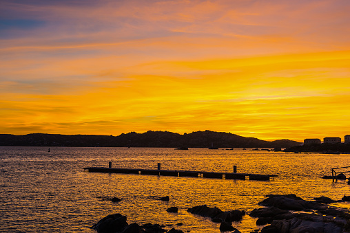 Sun is setting over by Marmara sea.\nIstanbul - Turkey.