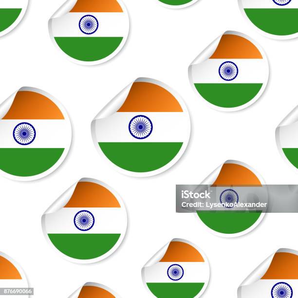 Indien Flagge Aufkleber Musterdesign Hintergrund Business Konzept Label ...
