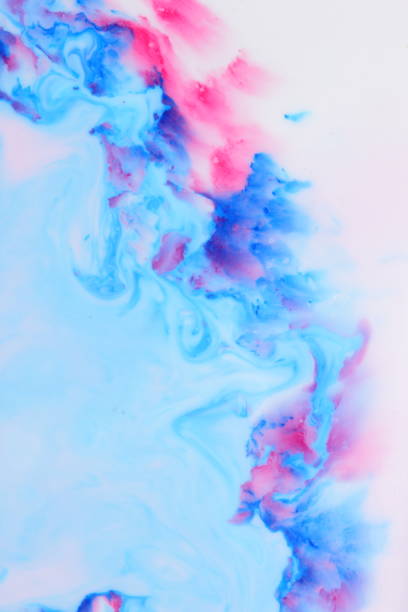 istock Blue pink abstract spots on white liquid, pink blue space background, pop art texture, minimalist background for designer, multicolored pattern 876690300