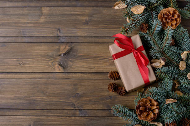 istock New Year background with fir and cones tree 876693814